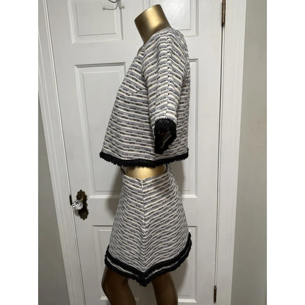 Two Piece Lush Brand Outfit Shirt Skirt Womens Matching Size Medium Large Cream